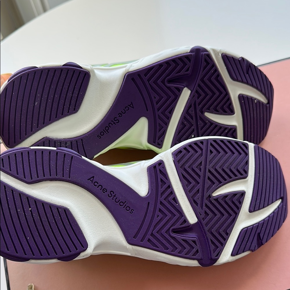 Acne Studios Neon Green and Purple Sneakers - Picture 5 of 7